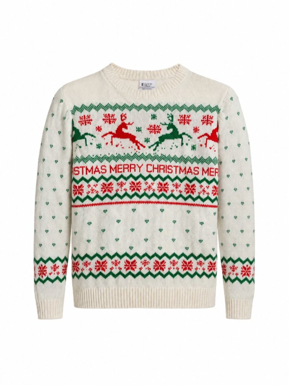 100% Cotton Knit Christmas Sweater with Reindeer Size M